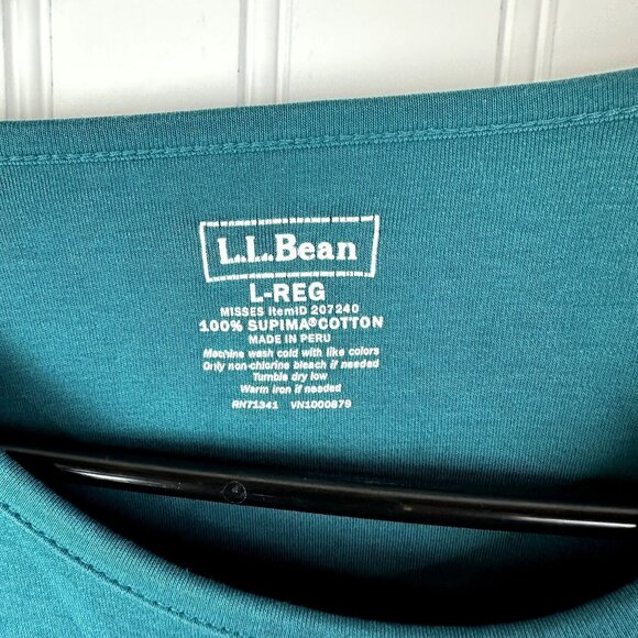 L.L Bean top Long sleeve Teal Size Large Supima Cotton - Picture 2 of 2